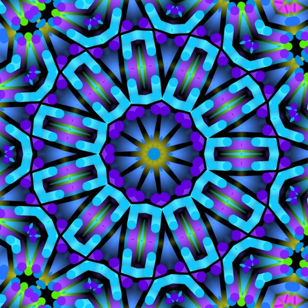 Illustration Hypnotizing Arabesque Mosaic Pattern Violet Blue Colors — Stock Photo, Image