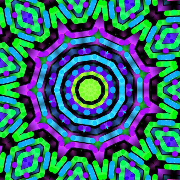 Ένα Φόντο Απεικόνισης Ενός Πολύχρωμου Mandala Kaleidoscope Συμμετρικό Μοτίβο — Φωτογραφία Αρχείου