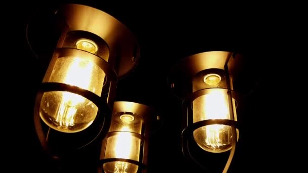 Lámpara Luz Sobre Fondo Negro Primer Plano — Vídeos de Stock