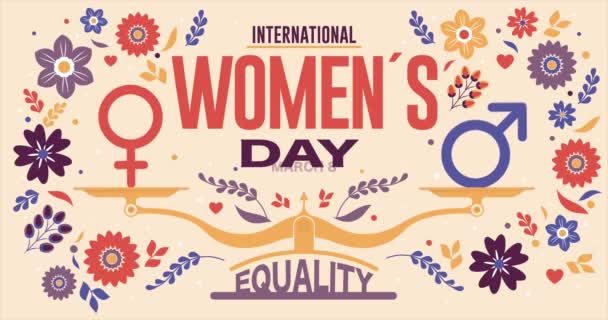 International Woman Day Animation Design Concept — Stock Video