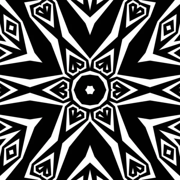 Fundo Geométrico Simétrico Ilustração Preto Branco — Fotografia de Stock