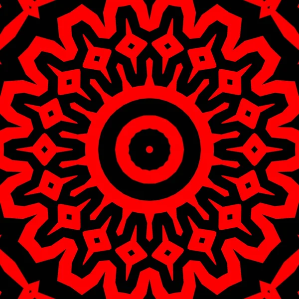 Illustration Background Red Black Mandala Kaleidoscope Symmetrical Pattern — Stock Photo, Image