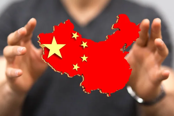 Рендеринг Цифровой Карты Национального Флага Китайской Народной Республики — стоковое фото