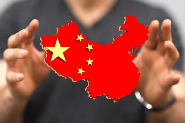 Uma Renderização Mapa Digital Bandeira Nacional República Popular China — Fotografia de Stock