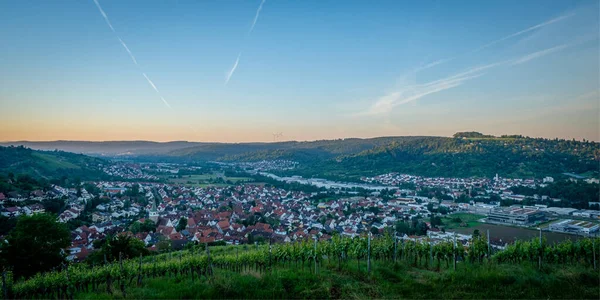 Blick Aus Nächster Nähe Auf Das Süddeutsche Remstal Morgengrauen Deutschland — Stockfoto