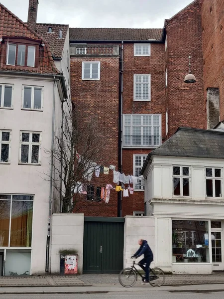 Kopenhagen Dänemark März 2021 Die Wäsche Trocknet Auf Der Straße — Stockfoto