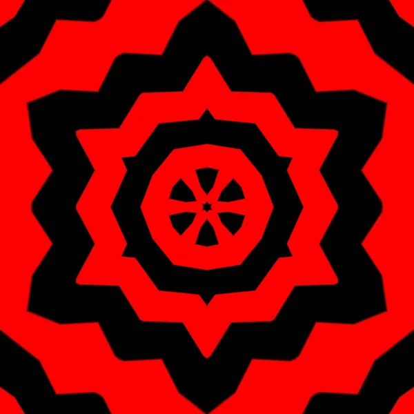 Egy Zökkenőmentes Kaleidoszkóp Minta Illusztrációja Fekete Piros Színekben — Stock Fotó