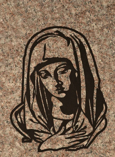 Reghin Romania Sep 2021 View Marble Engraving Representing Virgin Mary — Stock Photo, Image
