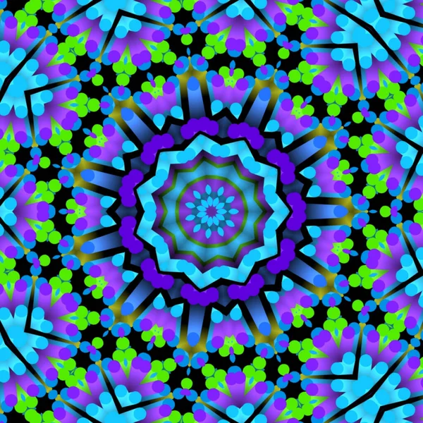 Een Illustratie Achtergrond Van Een Veelkleurige Mandala Caleidoscoop Symmetrisch Patroon — Stockfoto