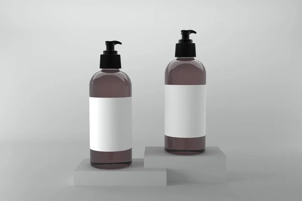 带复制空间隔离在白色背景上的泵瓶3D渲染 — 图库照片