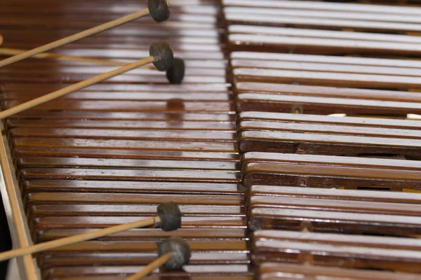 グアテマラの中央アメリカのマリンバキーボードHormigo木材で作られた国家楽器 — ストック写真