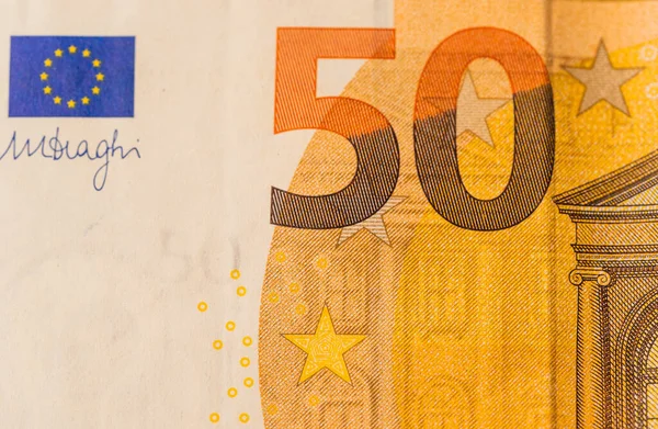 Ένα Κοντινό Πλάνο Των Λεπτομερειών Για Ένα Νομοσχέδιο Ευρώ — Φωτογραφία Αρχείου