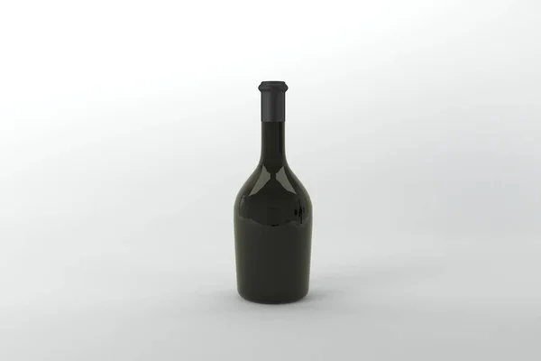 Una Resa Una Bottiglia Vino Nero Isolata Sullo Sfondo Chiaro — Foto Stock