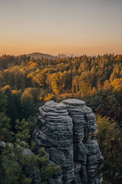 Fantastischer Herbstblick Auf Prachovske Felsen Cesky Raj Prachauer Sandsteine Böhmisches — Stockfoto