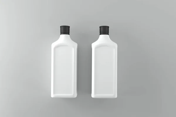 Render White Bottles Black Caps Isolated Gray Background — Stock Photo, Image