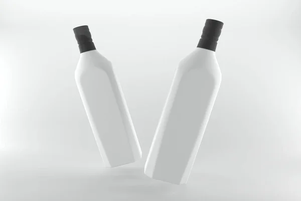 Render White Bottles Black Caps Isolated White Background — Stock Photo, Image