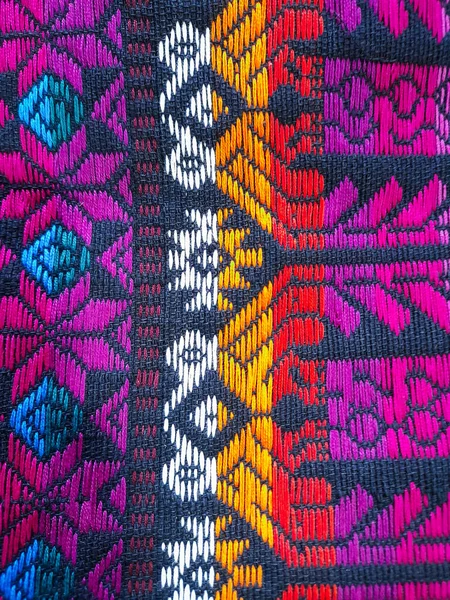 Gros Plan Textile Maya Traditionnel Guatémaltèque Vibrant Fait Main — Photo