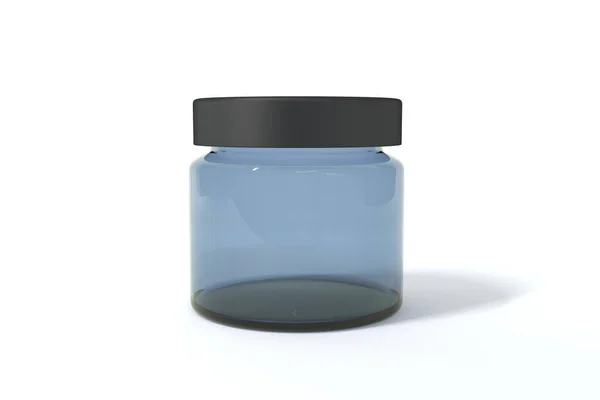Rendu Pot Plastique Vide Bleu Isolé Arrière Plan Lumineux Avec — Photo