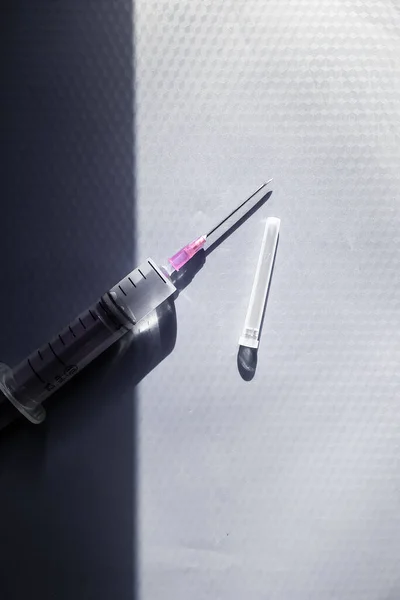 Vertical Shot Syringe Covid Vaccination — Stock Photo, Image
