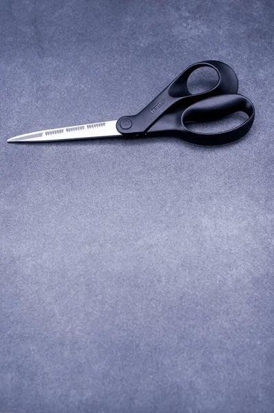 Isolated Pair Scissors Dark Stone Surface Copy Space — Stock Photo, Image