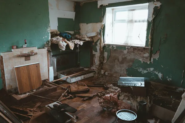 Заброшенная Комната Обломками Гриппе — стоковое фото