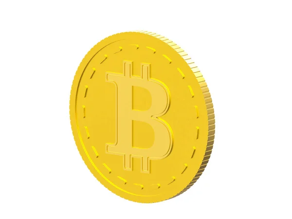 Moneda Criptografica Bitcoin Dorada Aislada Con Fondo Blanco Modelo Con — Photo