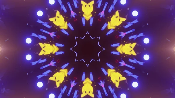 Рендеринг Красочного Калейдоскопического Узора Вокруг Звездного Символа Фиолетовом Космическом Фоне — стоковое фото
