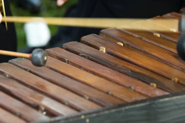 National Instrument Guatemala Made Hormigo Wood Marimba Keyboard Central America — стокове фото