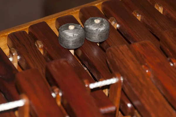 MarimbaまたはHormigoキーボードのクローズアップショット グアテマラ ホルミーゴ製のグアテマラ国立楽器 — ストック写真