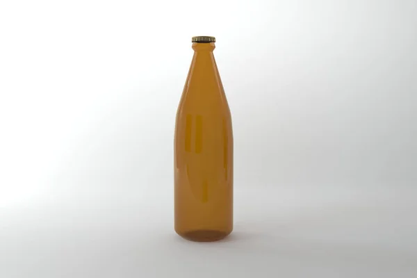 Una Botella Lisa Marrón Aislada Fondo Claro Una Representación — Foto de Stock