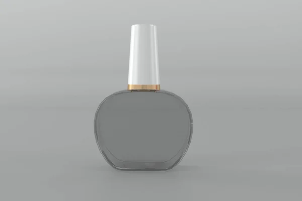Egy Szürke Alapon Izolált Átlátszó Parfümös Üveg Renderelése — Stock Fotó