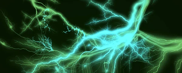 Zielony Piorun Ilustracja Migającymi Abstrakcyjnymi Promieniami — Zdjęcie stockowe