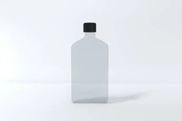 Render Clear Bottle Black Cap Isolated Gray Background — Stock Photo, Image