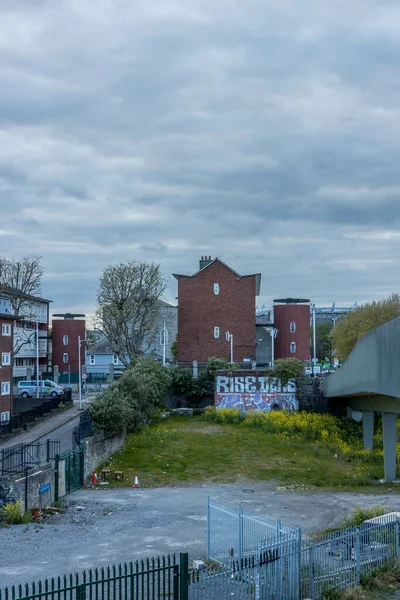 爱尔兰杜布伦市 2021年4月28日 都柏林著名的克罗克公园体育场和体育场周围建筑的垂直拍摄 — 图库照片