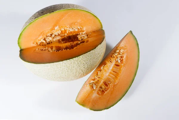 Skär Detaljerad Textur Melon Tropisk Frukt Skördad — Stockfoto