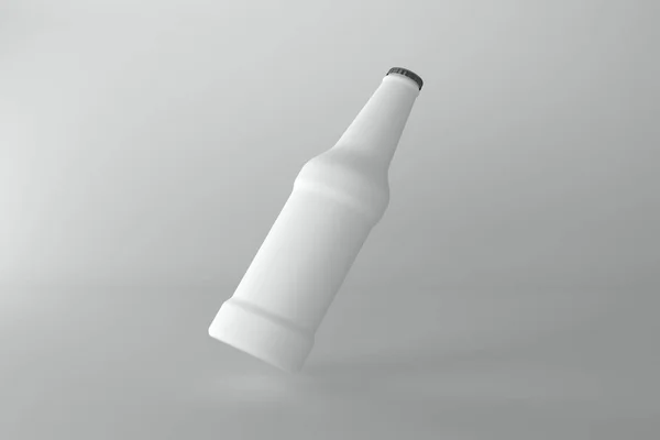 Καθιστούν Ένα Λευκό Μπουκάλι Καπάκι Στέμμα Απομονώνονται Λευκό Φόντο — Φωτογραφία Αρχείου