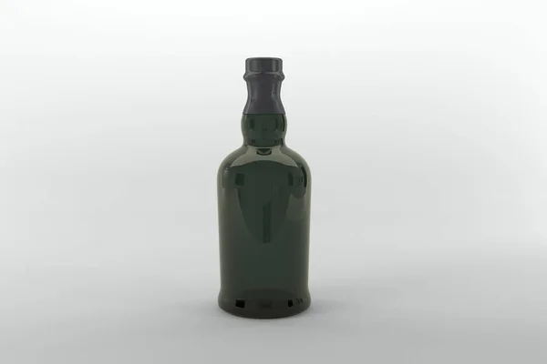 Ein Rendering Einer Schwarzen Langen Flasche Isoliert Auf Weißem Hintergrund — Stockfoto