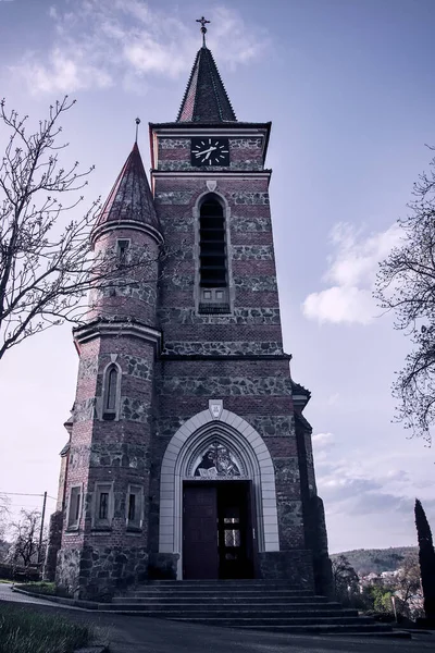 Uma Vista Dramática Para Igreja Dos Santos Cirilo Metódio Bilovice — Fotografia de Stock