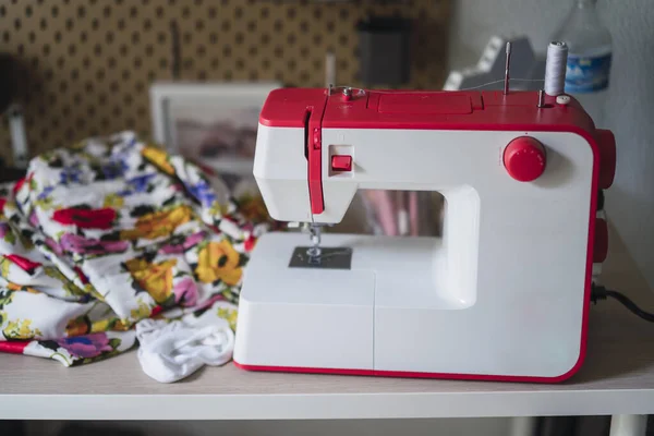 Вибірковий Фокус Швейної Машини Столі — стокове фото