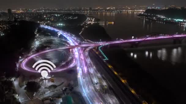 Pemandangan Malam Dari Kota Ibu Kota Negara Bagian Tahun Baru — Stok Video