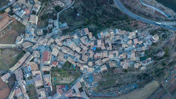 Vue Aérienne Village Avec Des Maisons Dans Une Montagne — Photo