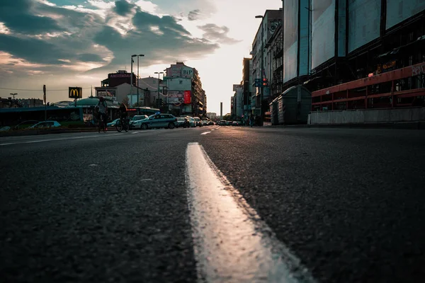 Belgrade Serbie Juin 2019 Plan Bas Une Rue Animée Coucher — Photo