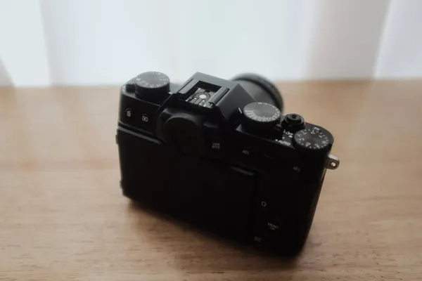 Professional Camera Wooden Surface — Stock Photo, Image