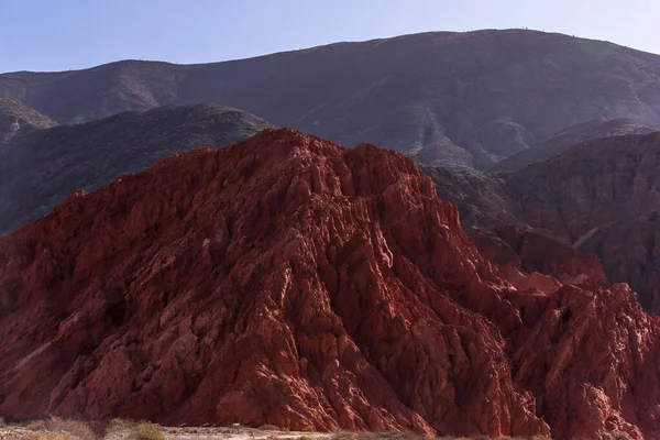 View Colorful Rock Formations Purmamarca Village Quebrada Humahuaca Valley Argentina — Stock Photo, Image