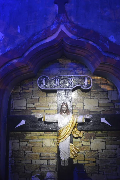Une Sculpture Jésus Christ Sur Croix — Photo