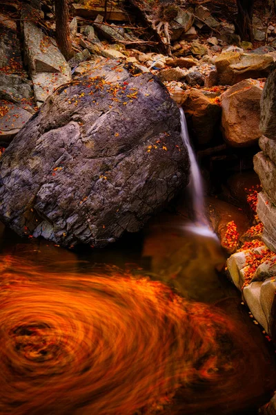 Atemberaubende Aufnahme Eines Flusses Einem Wald Voller Bunter Blätter Herbst — Stockfoto