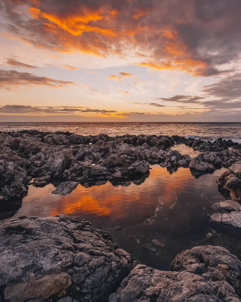 Каменный Пляж Закате — стоковое фото