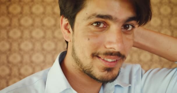 Young Handsome Indian Man Room — Vídeos de Stock