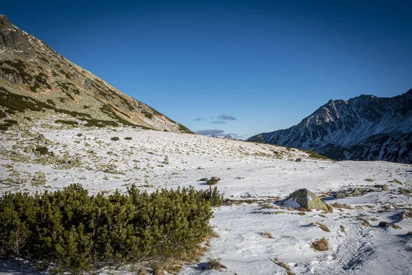 Una Vista Invernale Della Valle Dei Cinque Laghi Dolina Pieciu — Foto Stock