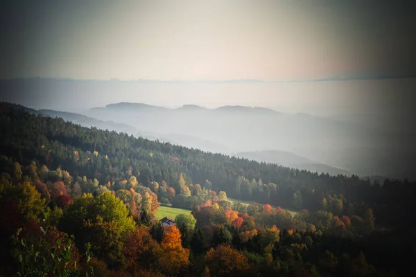 Uma Bela Vista Uma Paisagem Outono Com Árvores Baviera Alemanha — Fotografia de Stock